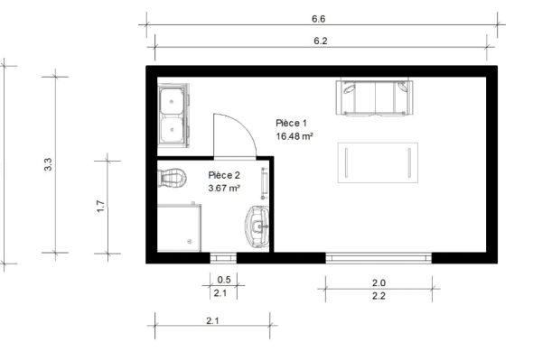 plan studio de jardin 20m2 ONE