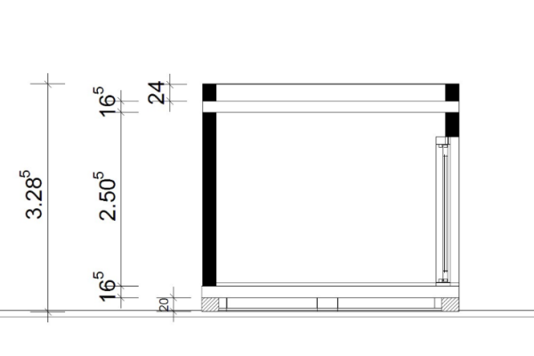 Plan de coupe studio de jardin pour senior 35m2