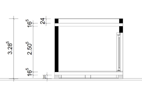 Plan de coupe studio de jardin habitable 30m2