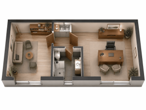 amenagement salle de consultation dans un studio de jardin 30m2