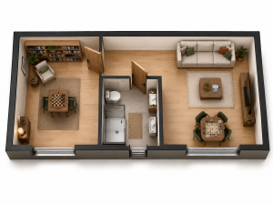 espace de jeux dans un studio de jardin ossature bois 30m2