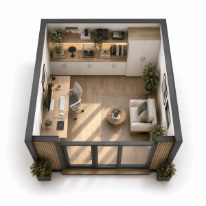 studio de jardin amenage en bureau de jardin 20m2