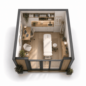 studio de jardin en bois 20m2 amenage en salle de kine