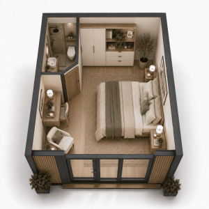 studio de jardin ossature bois 20m2 amenage en chambre ami